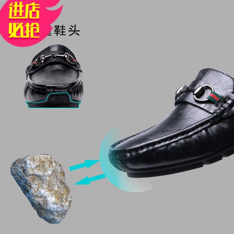 金三志夏季欧洲站软面豆豆鞋男士英伦风百搭套脚软底懒人鞋牛皮DD鞋休闲鞋图片