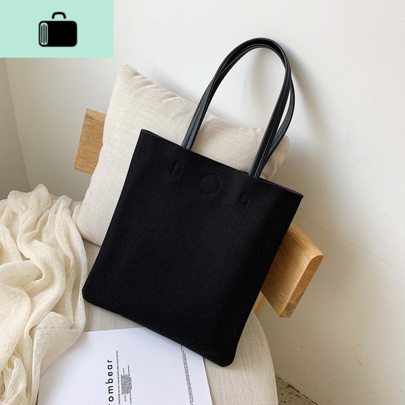 仙女包包女2020新款韩国帆布手提购物袋清新春夏托特包少女单肩包NEWLAKE 黑色
