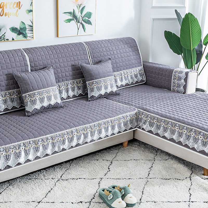 家柏饰(CORATED)四季通用防滑沙发垫坐垫子布艺全包萬能沙发套罩沙发盖布沙发巾 澜亭灰 70*150cm