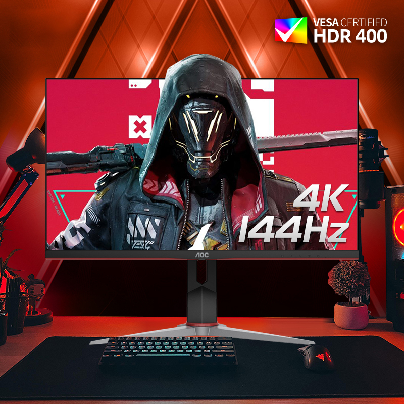 AOC U28G2X 28英寸显示器 IPS技术4K超清144hz液晶电竞显示屏1ms响应HDR400台式显示器可壁挂双向旋转升降游戏显示器
