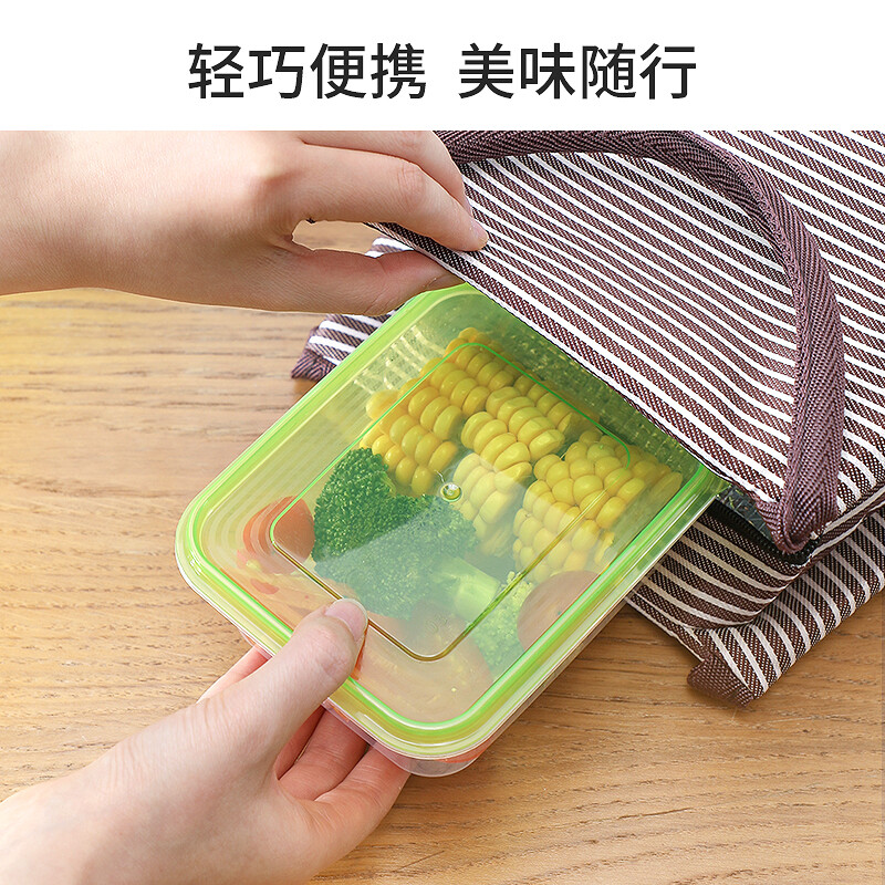 美丽雅 一次性饭盒方形1000ml*3套保鲜带盖塑料可微波HC070837高清大图