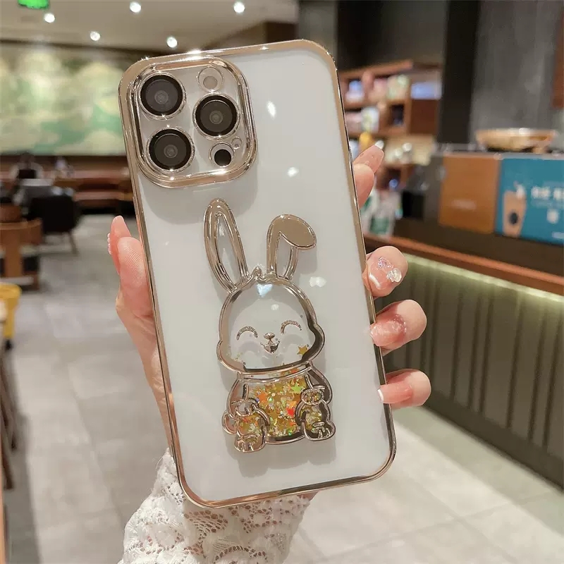 安美宝 流沙兔子苹果14手机壳13潮牌卡通iPhone12proMAX立体创意11保护套适用14plus兔年女个性男新款