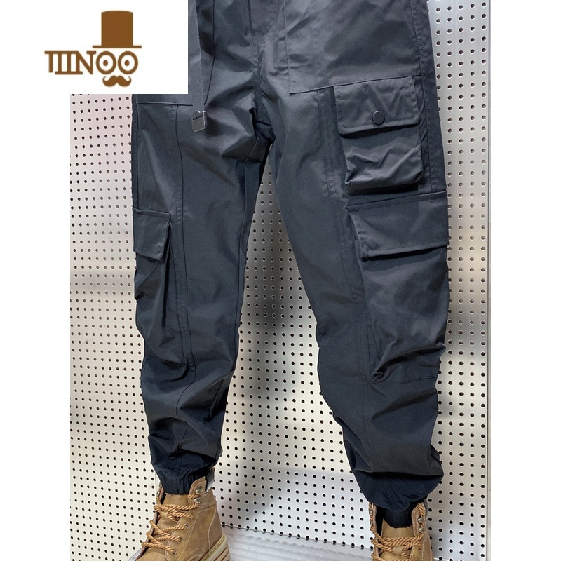 YANXU2023夏季潮牌男工装裤束脚宽松大码多口袋户外运动百搭休休夏外松高清大图