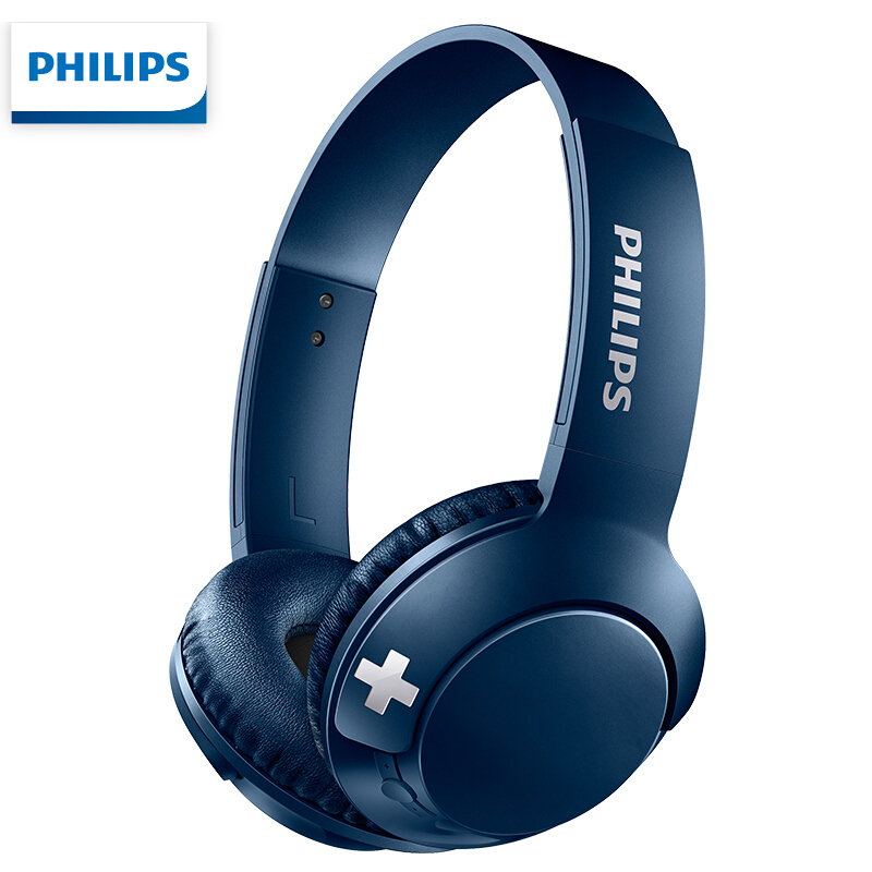 飞利浦(PHILIPS)头戴式无线蓝牙耳机SHB3075BL 蓝色 运动音乐游戏通话耳机 苹果安卓通用 澎湃低音时尚耳机