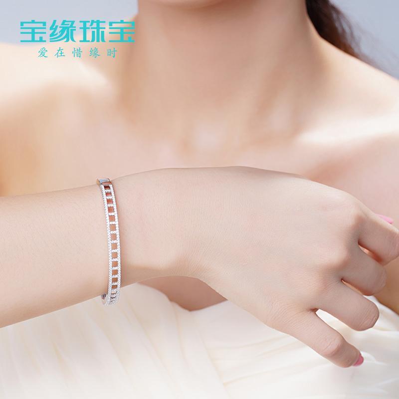 [炫魅手镯]925银手镯女款 简约时尚银镯子送女朋友七夕情人节礼物