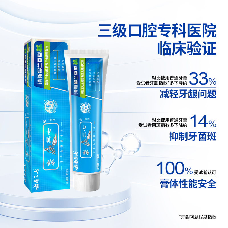 三七牙膏(清新留兰香型)190g高清大图