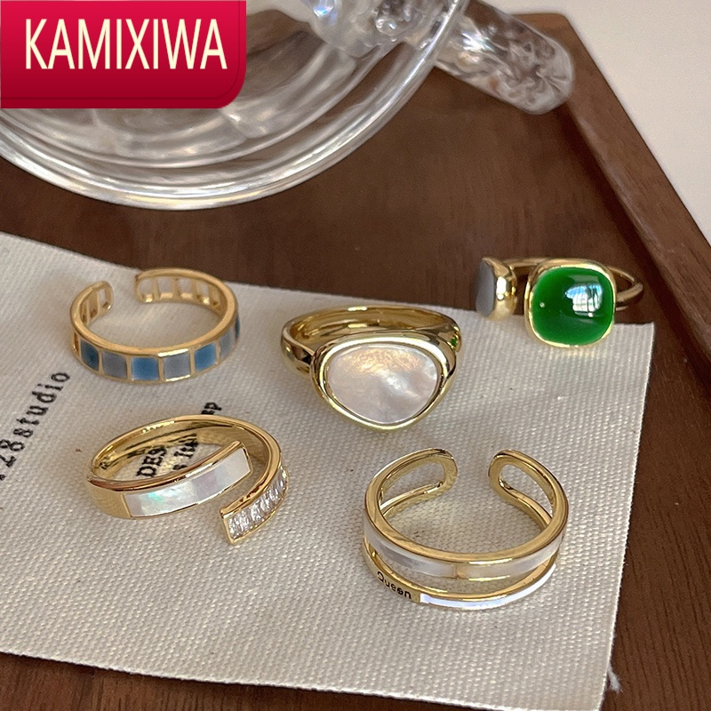 KAMIXIWA祖母绿戒指女欧美高级感小众设计2022年新款潮轻奢时尚个性指环