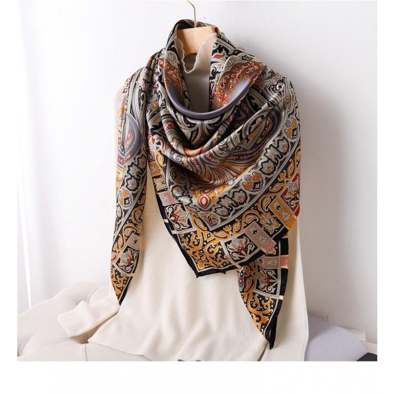 卡姿希品牌服饰轻奢 复古佩斯利真丝大方巾女蚕丝丝巾春季丝毛围巾