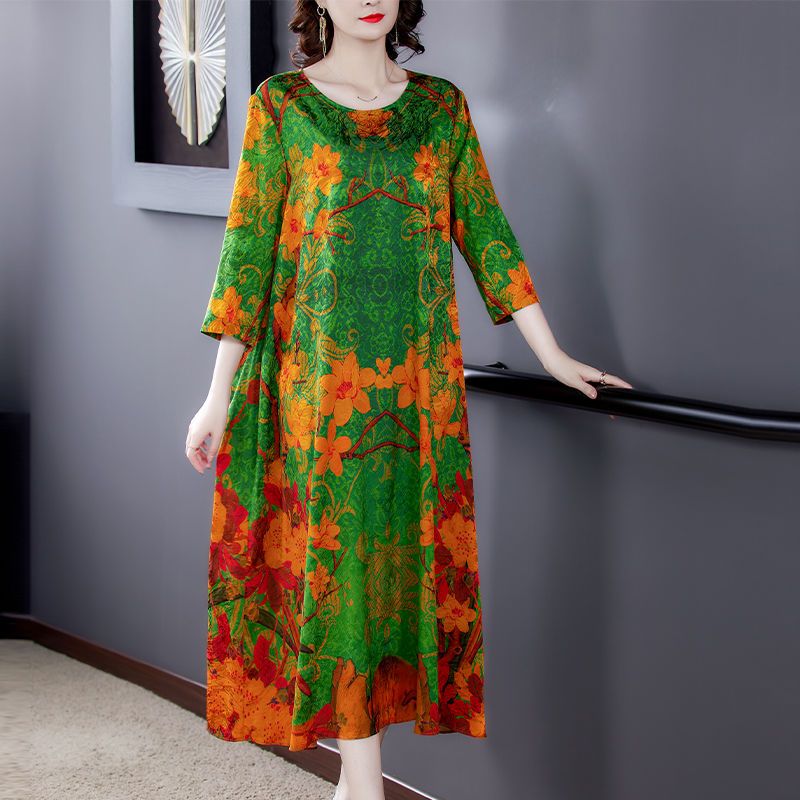 反季重磅真丝连衣裙长款特价清仓春夏大牌高档时尚杭州桑蚕丝裙子花色
