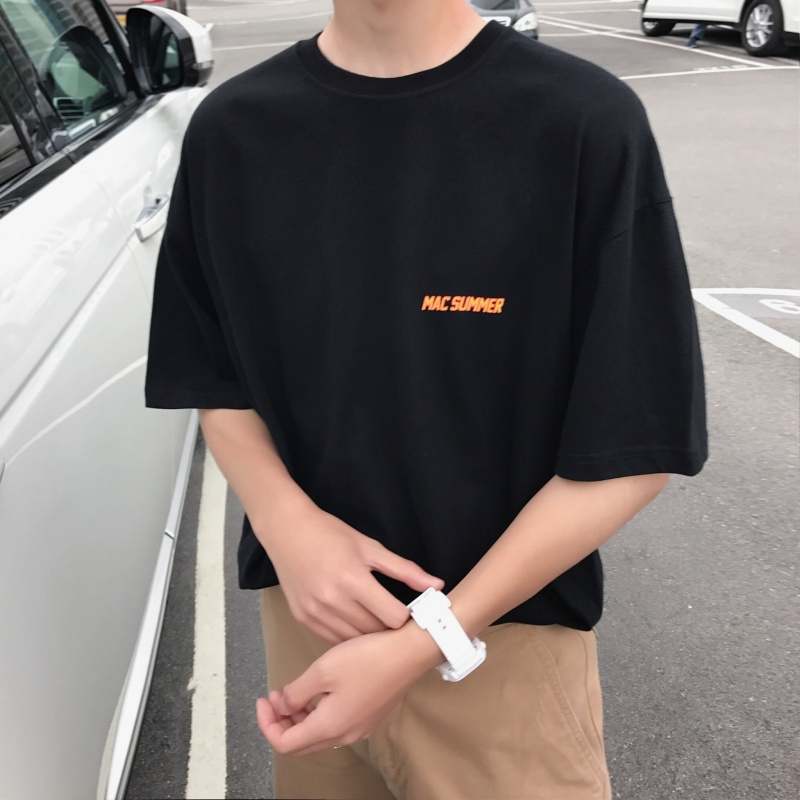 夏季情侣印花短袖T恤男士休闲体恤韩版圆领半袖衣服学生帅气男装
