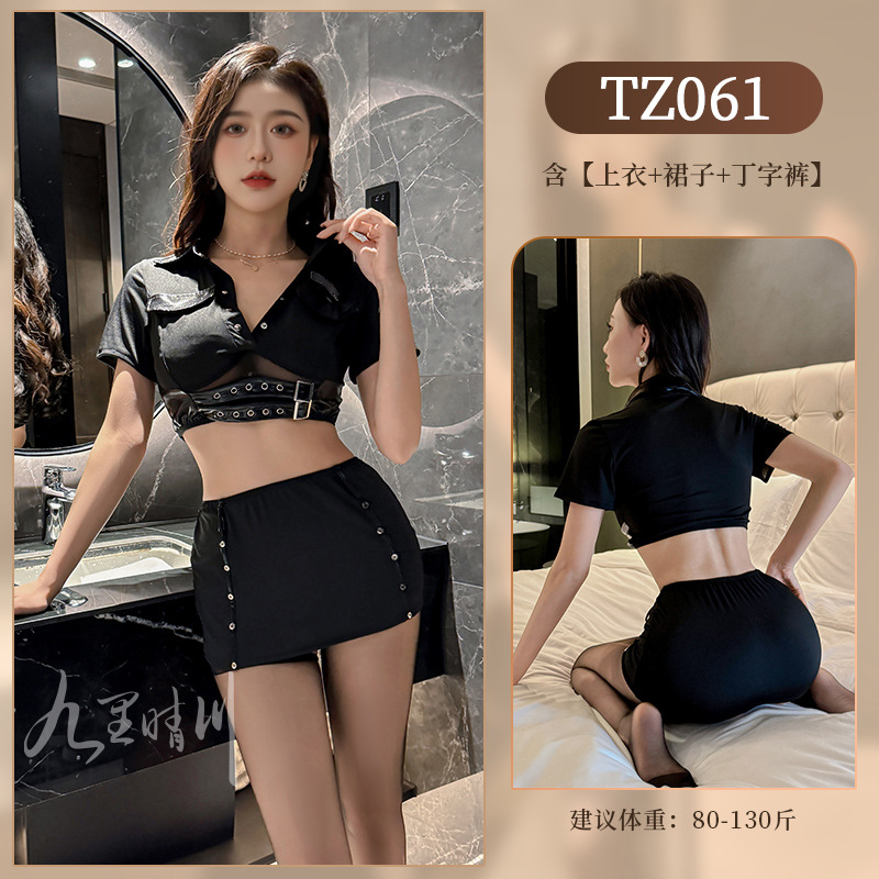 九里晴川内衣修身显瘦制服性感蕾丝睡衣调情免脱趣味成人用品 TZ061 均码_55高清大图