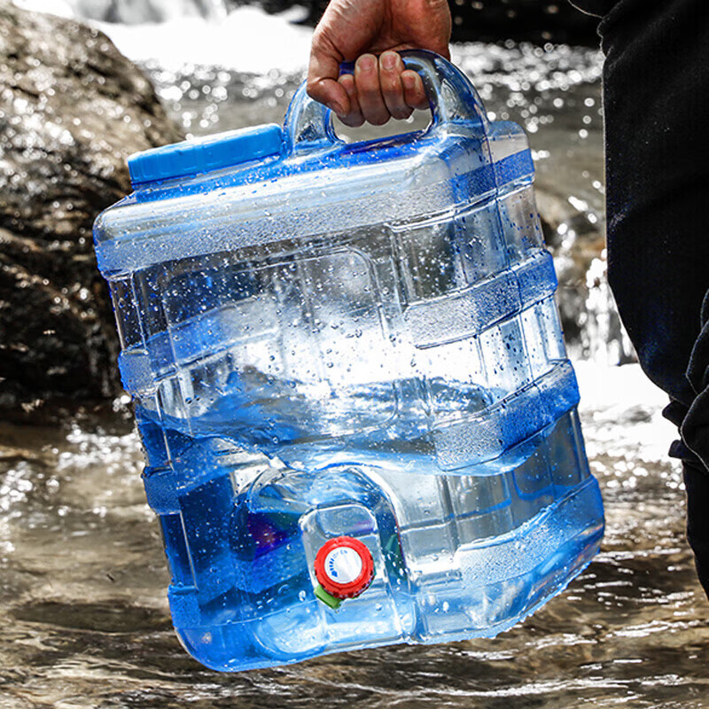 美厨(maxcook)纯净水桶 矿泉水 桶饮水桶 带龙头20L 自驾游 手提户外 方形 MCX1176