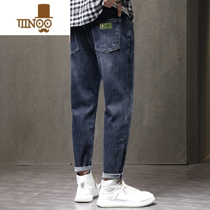 YANXU牛仔裤男款宽松直筒2023年新款夏季薄款弹力休闲长裤子男潮牌高清大图