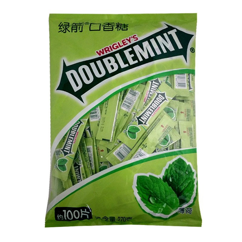 绿箭口香糖薄荷味单片装27g100片整袋装量贩式参数