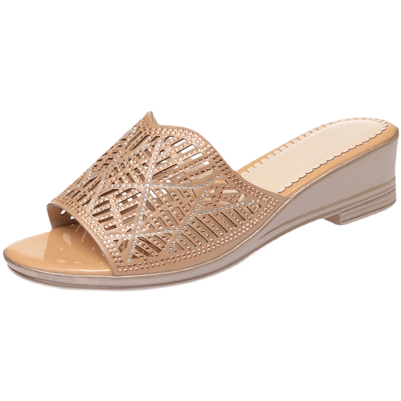 黑色 35 厚底妈妈凉拖鞋2021年夏季外穿时尚坡跟大东中老年女士网纱凉鞋女图片