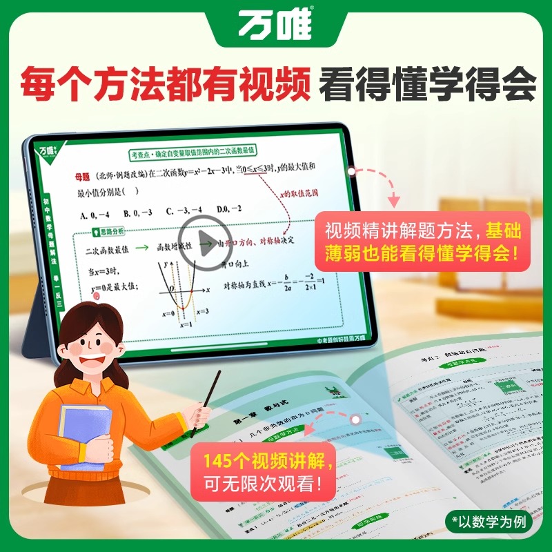 ❤️3本:[数学+物理+化学] 初中通用 [正版]解题方法数学物理化学母题解法举一反三基础题知识思维方法大全初中七八高清大图