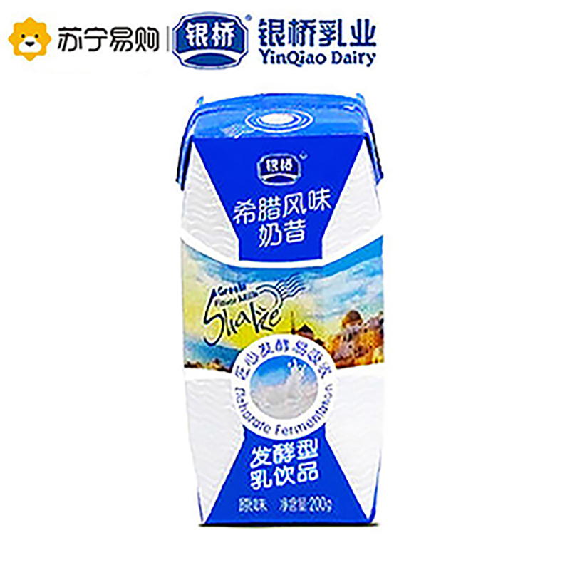 银桥 希腊风味奶昔常温代餐酸牛奶200g*12/盒