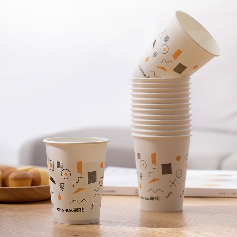 茶花(CHAHUA)3102-D加厚一次性纸杯中号100只装3102D淋膜纸杯225ml 1包共100只高清大图
