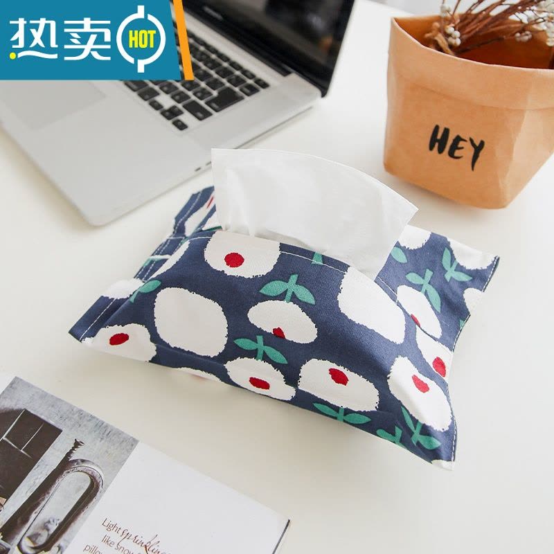 敬平丹麦设计田园风纸巾袋车载椅背抽纸包布艺可爱家用纸巾盒挂式车用 无挂绳-蓝白花朵图片