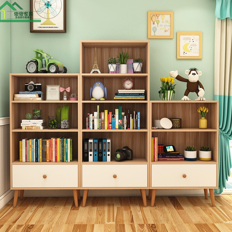 鑫环境 落地书架木制组合书架简约客厅收纳架书柜卧室简易桌上面置物架学习书架书籍置物架省空间高清大图