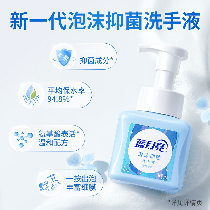 蓝月亮泡沫洗手液抑菌泡沫细腻清爽滋润琥珀雪松洗手液255ml(包装随机)