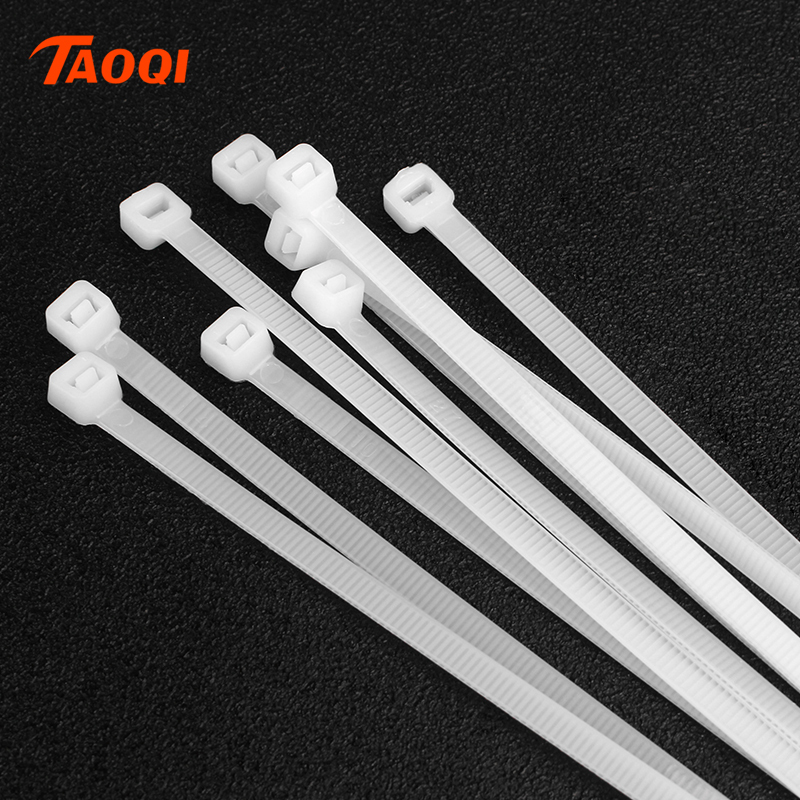 TAOQI 自锁式尼龙扎带4*300mm塑料固定扎线带电线捆扎线束带强力白色