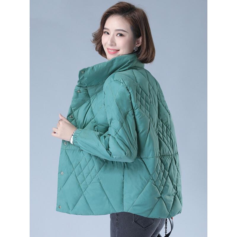迪鲁奥（DILUAO)羽绒服女短款立领小2021新款妈妈装外套秋冬装_174 2XL 牛仔蓝