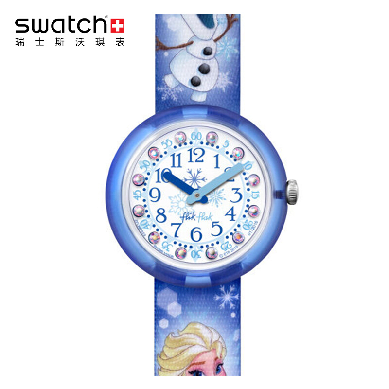 斯沃琪(SWATCH) 手表 飞菲儿童织物表带 石英手表 冰雪奇缘动漫童表ZFLNP023