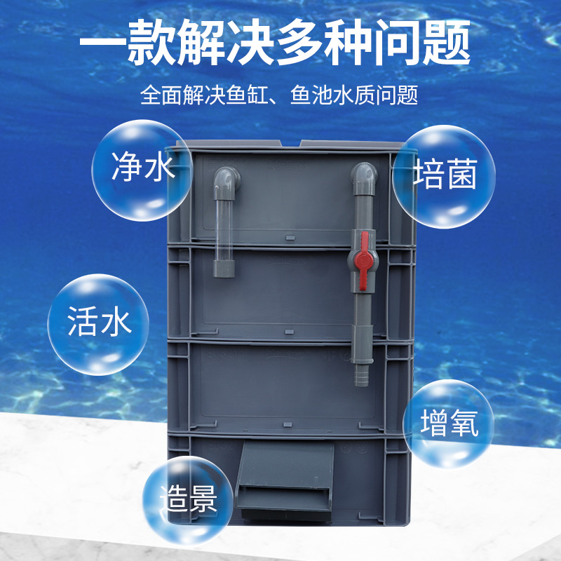 鱼缸流水瀑布过滤器出水口周转箱过滤箱鱼池龟缸滴流盒过滤盒上滤高清大图