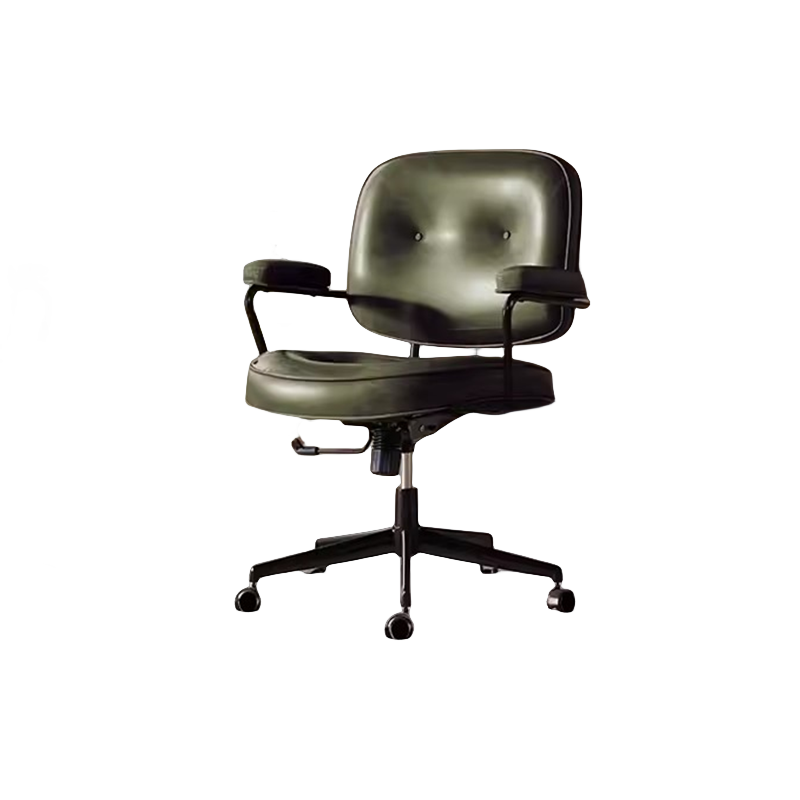 迅迈 墨绿-油蜡皮 家用久坐舒服书房书桌椅 卧室座椅 办公椅 电脑椅 靠背椅 转椅