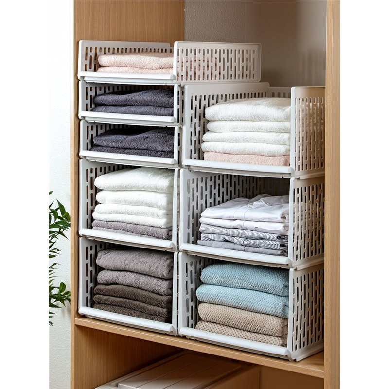 衣柜收纳衣服衬衫分层隔板法耐收纳篮衣橱分格收纳抽屉式收纳柜子
