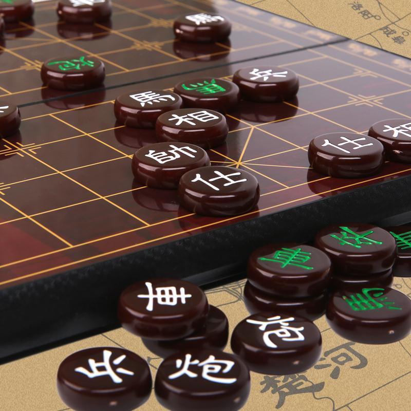 大号玛瑙红30mm+书|中国象棋高档大号磁性仿实木仿玉石学生儿童入门书初学者棋盘套装I2