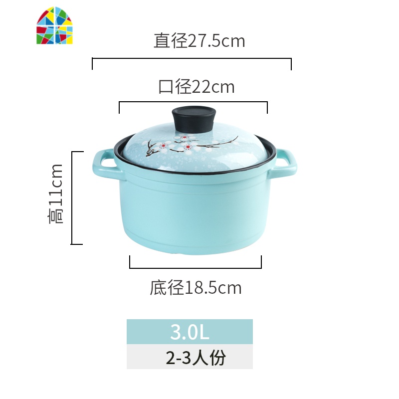 砂锅炖锅家用煲汤陶瓷明火燃气耐高温沙锅手绘石锅煮粥炖肉鸡汤煲 FENGHOU 5L黑色（纯色盖）