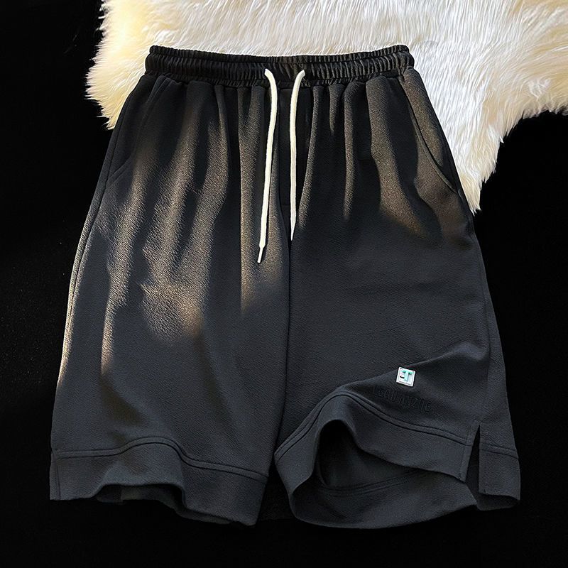 Claw money开叉冰丝短裤男夏季薄款潮牌五分中裤宽松休闲运动裤子