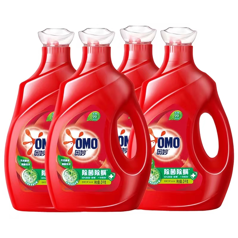 奥妙洗衣液3kg4瓶除菌除螨三和一香味持久留香批发价家庭装新老包装