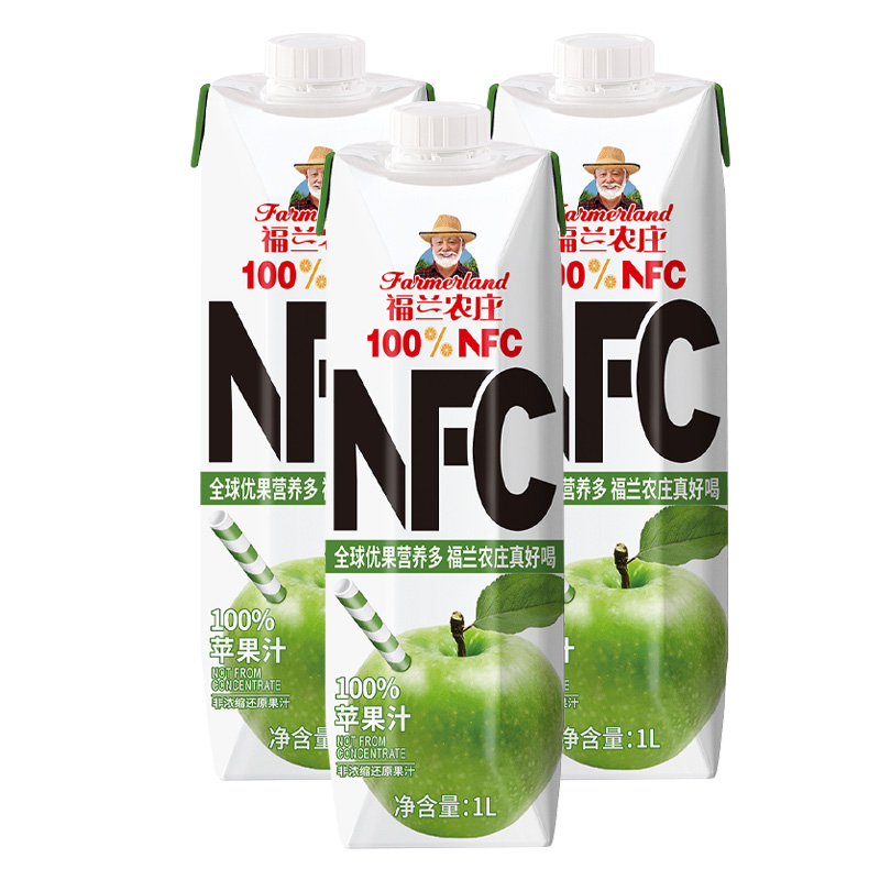 福兰农庄 NFC苹果汁 1L 瓶高清大图