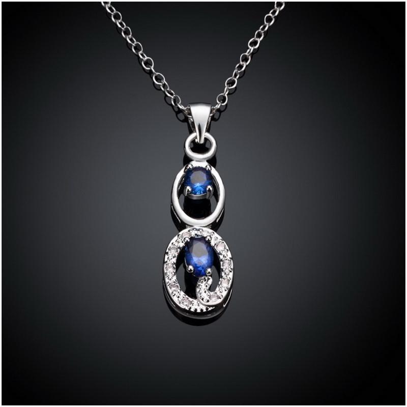 N098Women Silver Necklace 日韩时尚水晶坠项链女防过敏银饰品送女朋友七夕情人节礼物