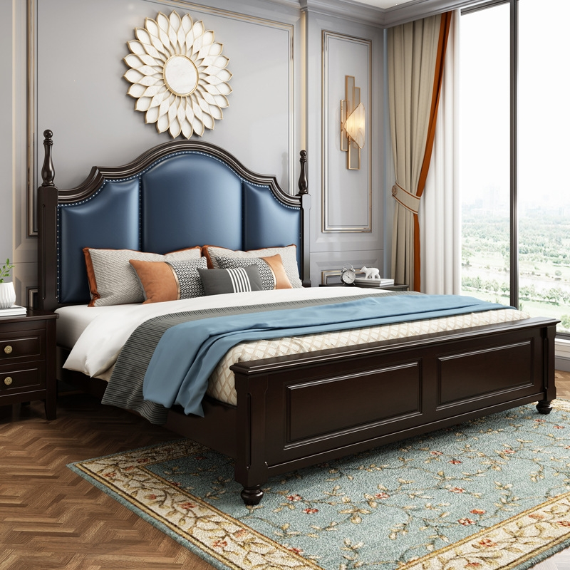 美式床1.8米双人床乡村简约卧室家具知渡简美婚床大床高箱床