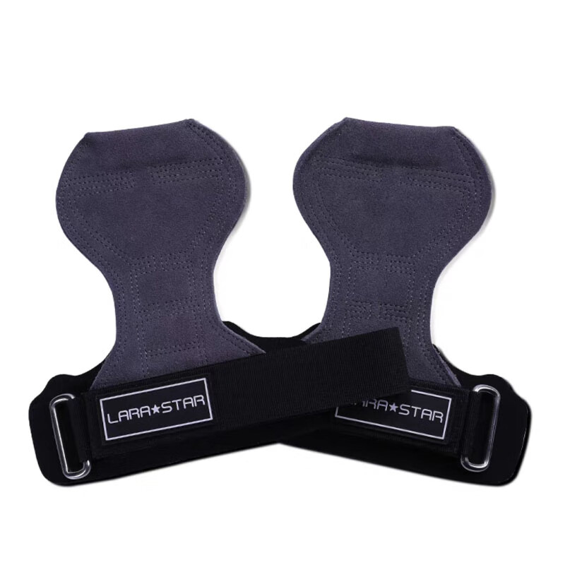 劳拉之星LS0731助力带牛皮健身护掌引体向上护腕硬拉手套一对 灰