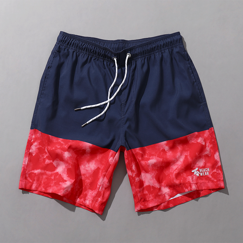 新款沙滩裤男五分裤时尚红蓝拼色短裤度假休闲日常都可以穿的裤子视频
