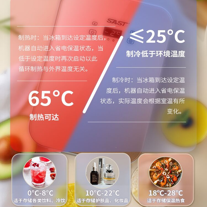 SAST先科车载迷你小冰箱mini宿舍出租房小型母乳单人用冷藏箱车家两用