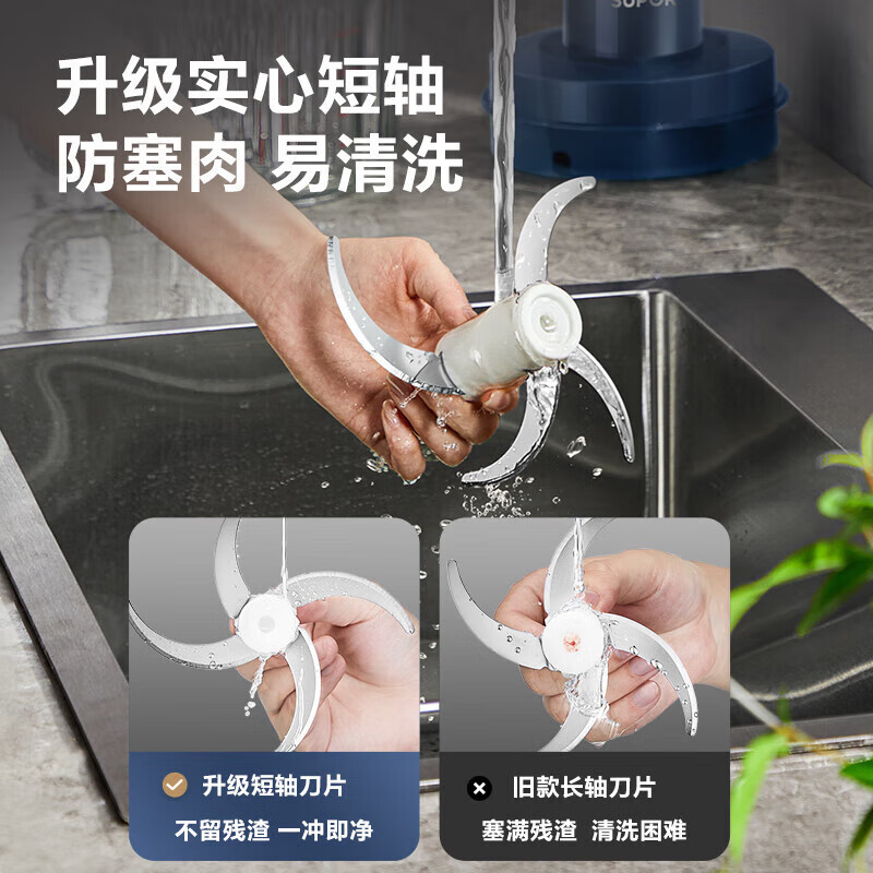 苏泊尔(SUPOR)绞肉机2.2L家用多功能电动碎肉打肉机饺子绞肉馅全自动搅拌捣蒜器 JR55-U