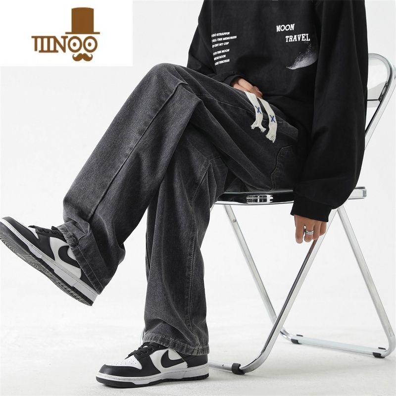 YANXU水洗复古牛仔裤男士新款直筒美式潮牌高街夏季男生休闲长裤子高清大图