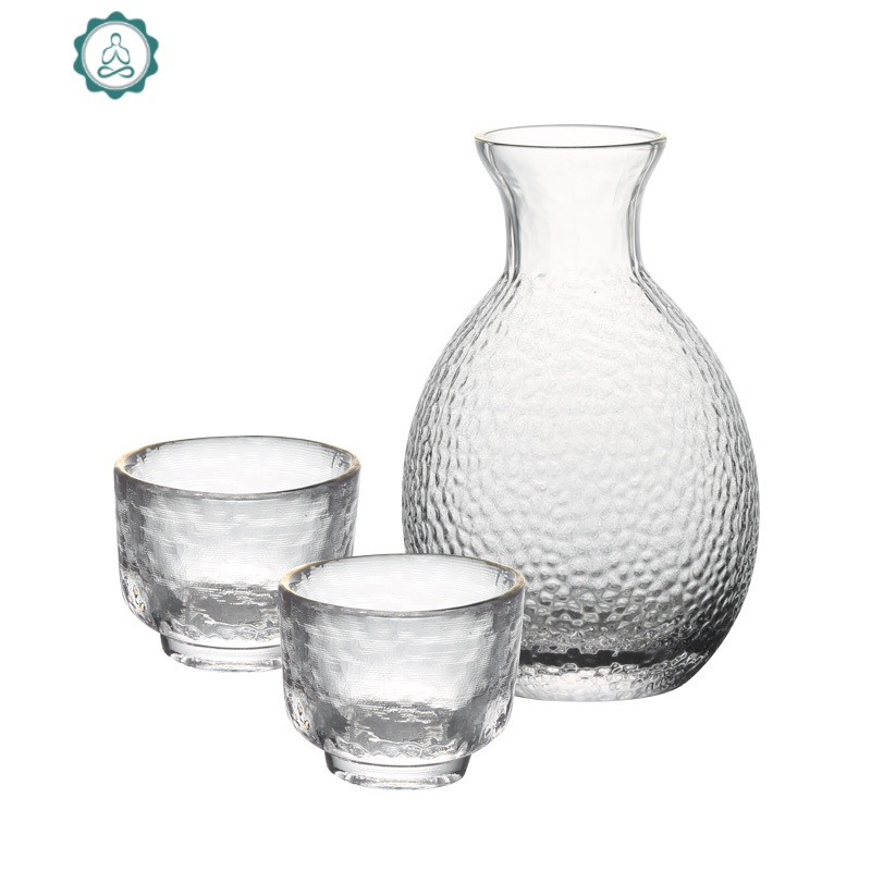 金边锤纹日式玻璃清酒壶酒具套装酒温酒器加热烫酒壶家用白酒杯 封后