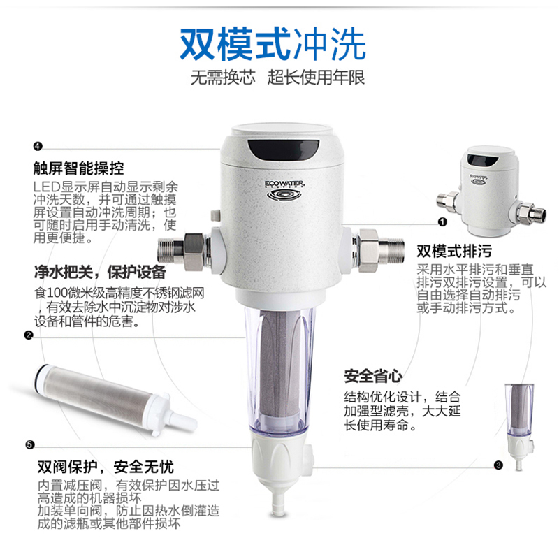 怡口(ECOWATER)前置过滤器ESF10-A家用全屋主水管过滤 净水器不锈钢滤网 大流量