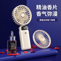 对伴2024新款usb手持风扇迷你便携式学生小风扇数显折叠香薰小电风扇
