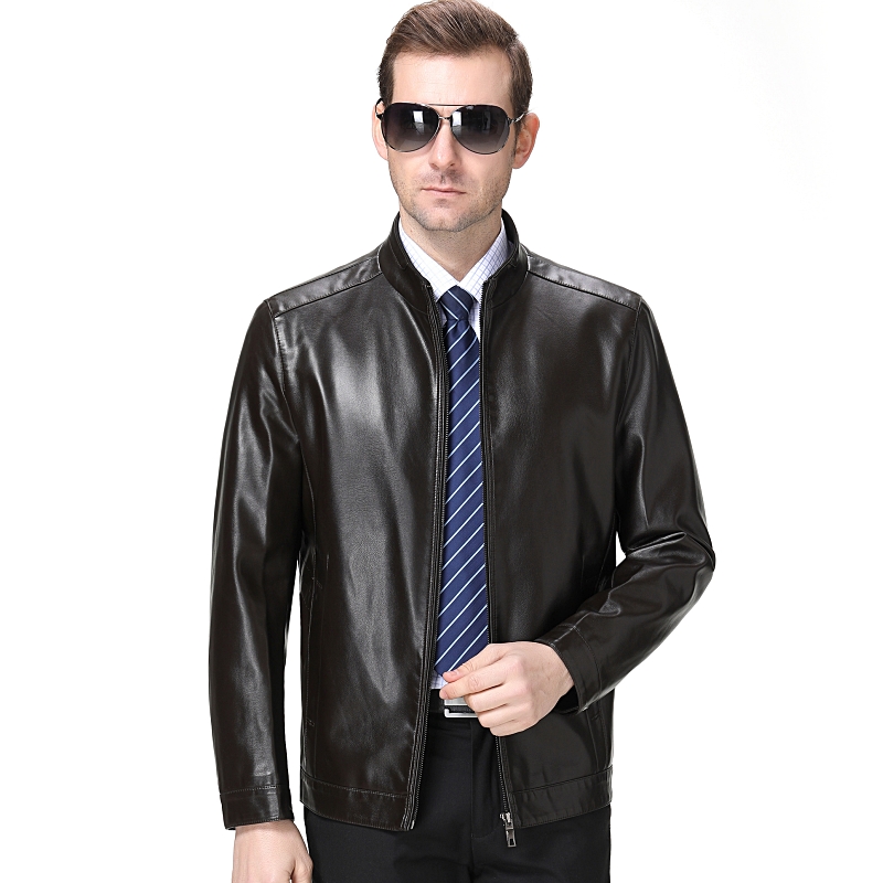 掉皮包换 秋冬装海宁真皮皮衣男绵羊皮男士外套中年夹克男青年棒球服