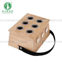 蕲宝堂 竹制6孔灸艾灸器艾灸仪家用艾炙艾灸盒艾灸工具随身灸蕲艾条蕲艾柱艾柱中医保健款非无烟加厚款