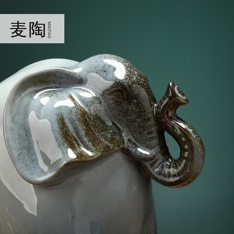 美帮汇创意陶瓷工艺品动物猪象摆件家居书房玄关电视柜装饰品摆设图片