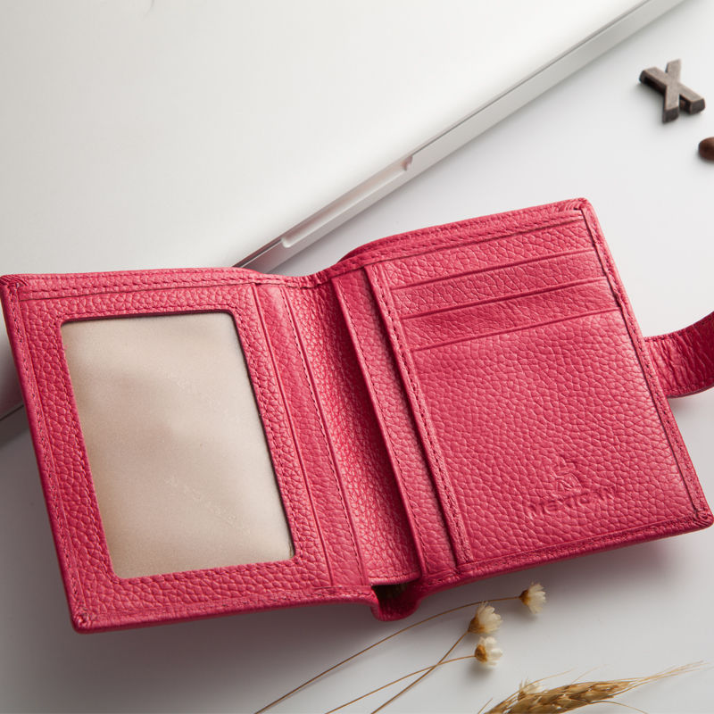 领头鸟钱包女士短款钱夹牛皮钱包简约真皮学院风女式皮夹子韩版潮